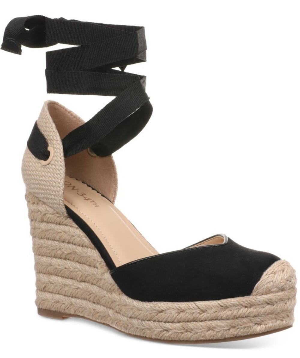 On 34th Women's Melindaa Espadrille Wedge Sandals Black Size 10